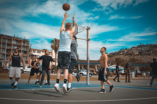 playing basketball