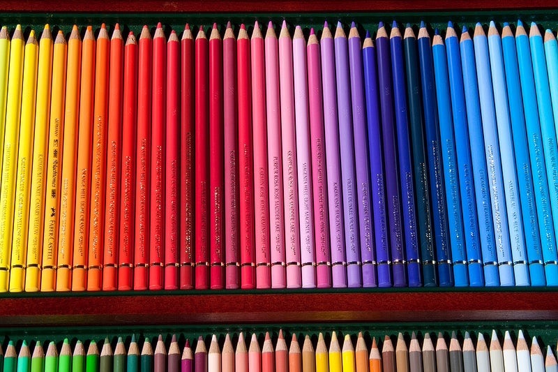 colored pencils organized by color