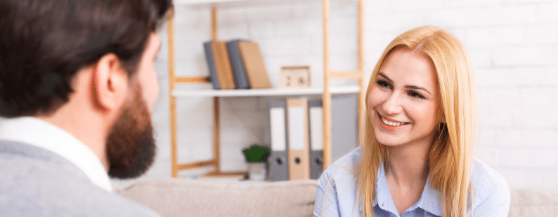 woman talking to psychological consultant